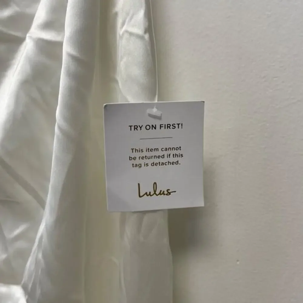 Lulus‎ Women's Luxe Destiny White Satin Backless Halter Mermaid Maxi Dress XL
